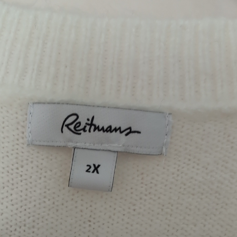 Reitmans Black and Cream Heart Sweater Size 2x - Picture 2 of 8